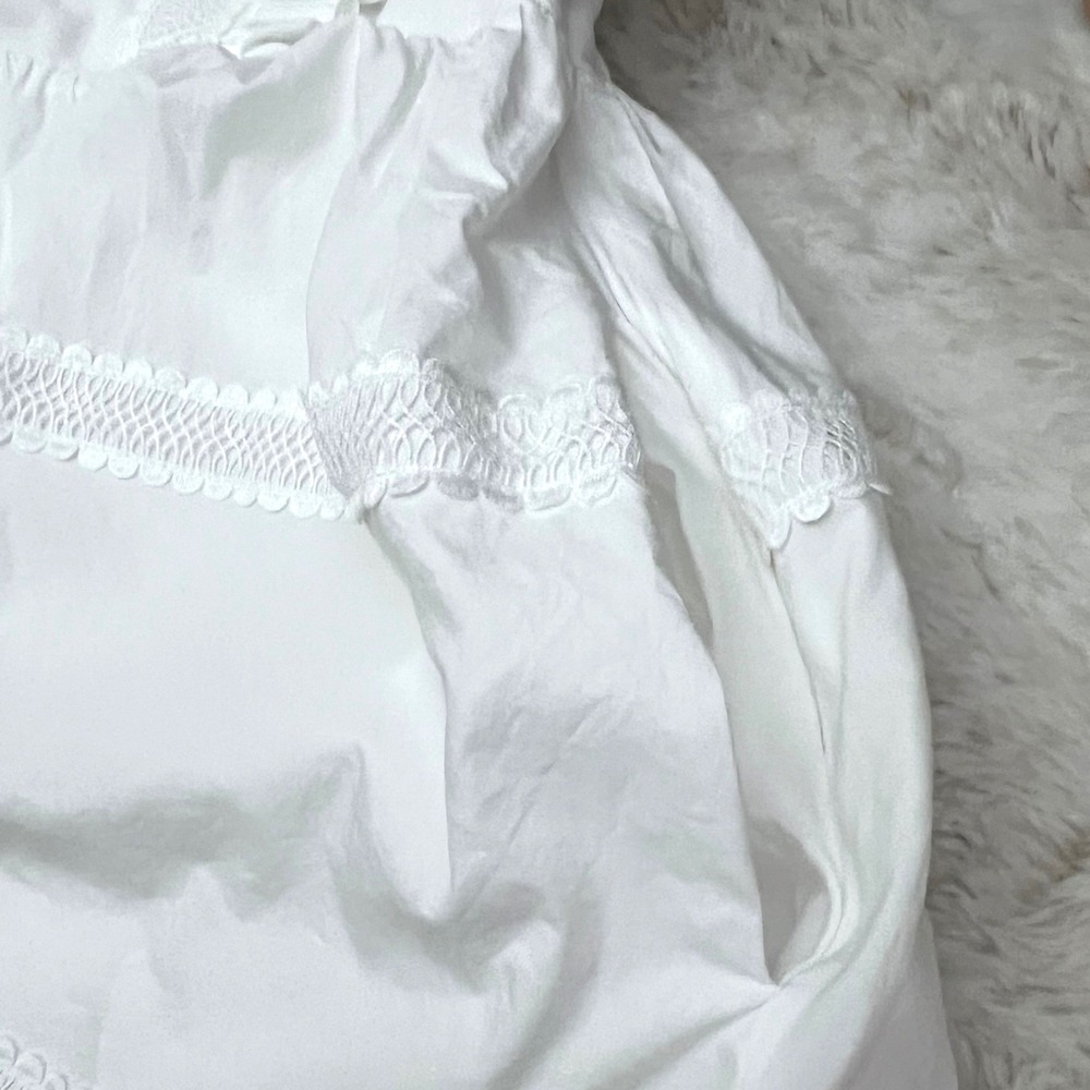 Endless Rose Anthropologie White Ruffle Sleeve Dress Trim V-Neck Garden Party L - Picture 13 of 13
